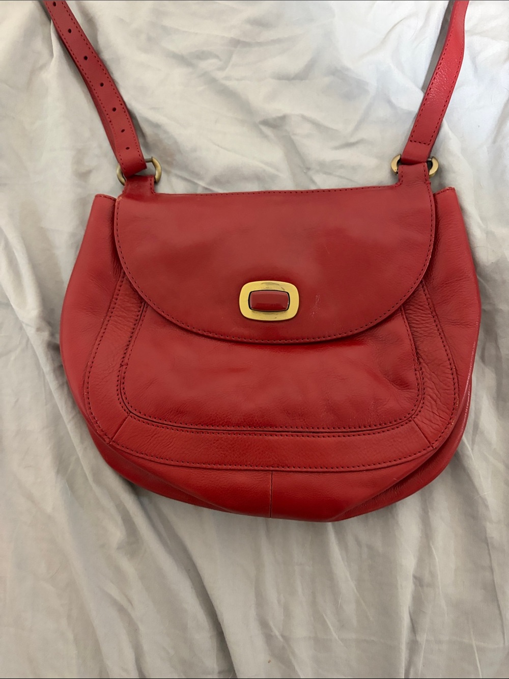 HOBO Red Leather Crossbody Bag with Gold Hardware - Picture 2 of 8